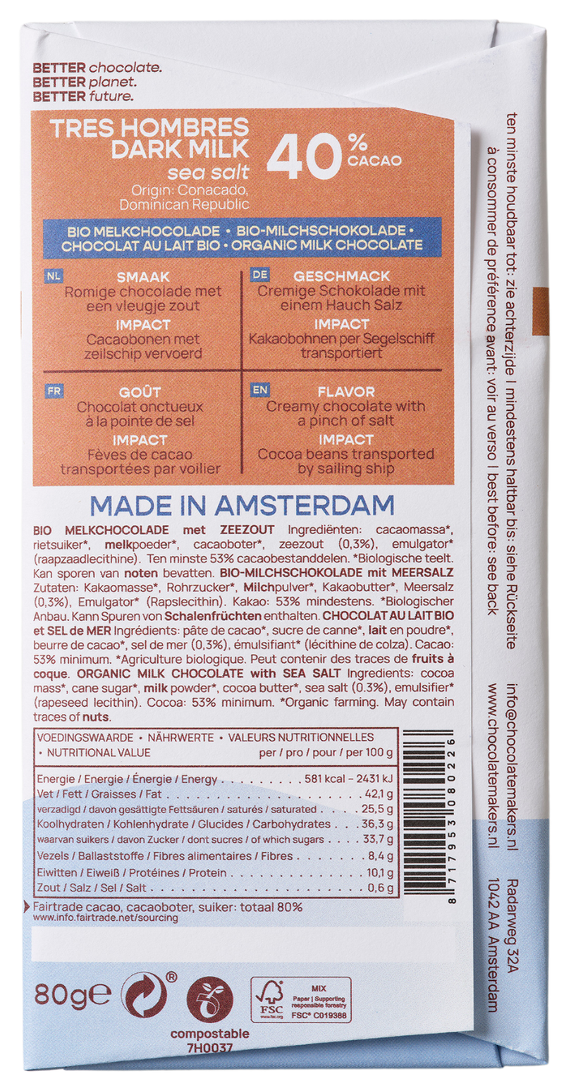 Dominican Republic 40% cacao | Milk Chocolate with Sea Salt