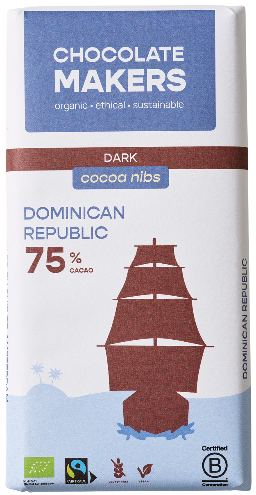 Dominicaanse Republiek 75% cacao | Pure chocolade met cacaokernen