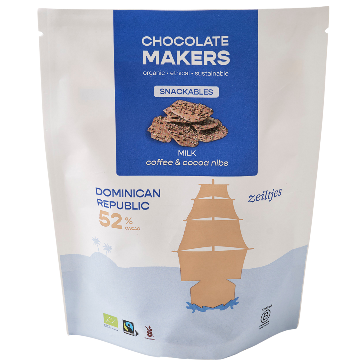 Zeiltjes 52% cacao | Melkchocolade met koffie en cacaonibs